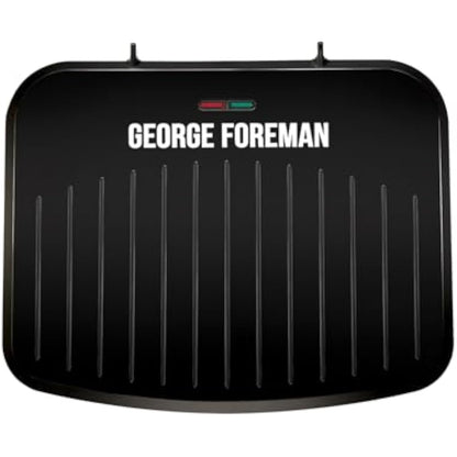 George Foreman Medium Electric Fit Grill [Non stick, Healthy, Griddle, Toastie, Hot plate, Panini, BBQ, Energy saving, Vertical storage, Easy clean, Drip tray, Ready to cook light] Black, 1630W 25810