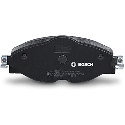 Bosch BP1505 - Brake Pads Car Front Axle - Bosch Quality - Reduced Noise and Dust - ECE-R90 Certified - Copper-Free - 1 Set of 4 Pads - With Accessories