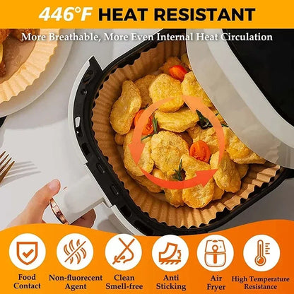 50pcs/set Air Fryer Disposable Paper Parchment Wood Pulp Steamer Cheesecake Air Fryer Accessories Baking Paper For Air Fryer