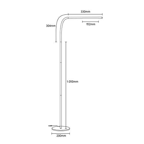 LIGHTEU, LED Floor Lamp 6 W Touch Sensor Switch, Floor Lamp Modern and Simple Style, Continuous Dimming, Long Adjustable Arm for Sofa/Office Reading,