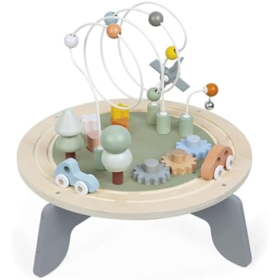 Janod J04402 Sweet Cocoon Wooden Activity Multi-Play Table Toddlers – Fine Motor Development – Non-Slip Feet – Water Painted and FSC Certified – Suitable for Age 1 Year and Above