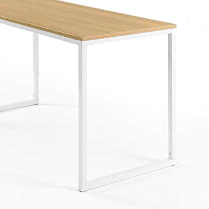Zinus Jennifer 140x61x74 cm - Metal and wood modern study desk - Home office computer table - Natural Brown and White