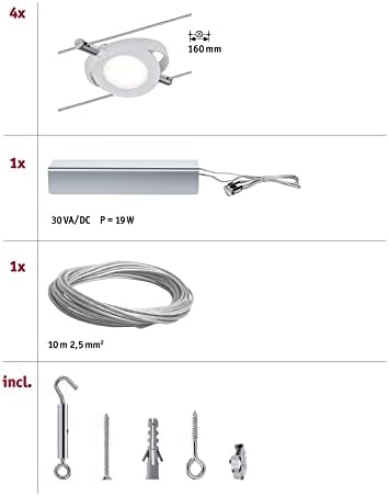 Wire Systems 94105 DC LED Set RoundMac 4x4W White matt 230V/12V DC 30VA Metal