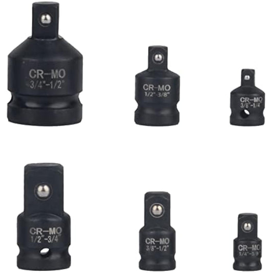 DAYUAN 6pcs Impact Socket Adapter Set, Chrome Molybdenum Steel Adaptor Reducer 1/4 3/8 1/2 3/4 Inch Square Drive Female to Male