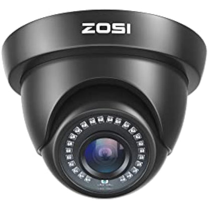 ZOSI 1080P CCTV Camera Surveillance outdoor Indoor, 1920TVL Hybrid 4-in-1 TVI CVI AHD CVBS Camera for Home Security, 24PCS IR Leds 3.6mm Lens 80ft Night Vision, IP66 Weatherproof, AI Detect, Black