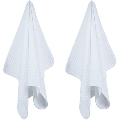 POLYTE Ultra Premium Microfibre Kitchen Dish Tea Towel Waffle Weave, 18 Pack (40x71 cm, White)