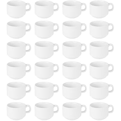 Olympia Athena Stacking Cups 200 ml / 7 oz (Pack of 24), White Porcelain, Teacups and Coffee Cups, Catering Equipment, Chip Resistant, Fits Saucer CC202, Microwave / Dishwasher Safe, CC200