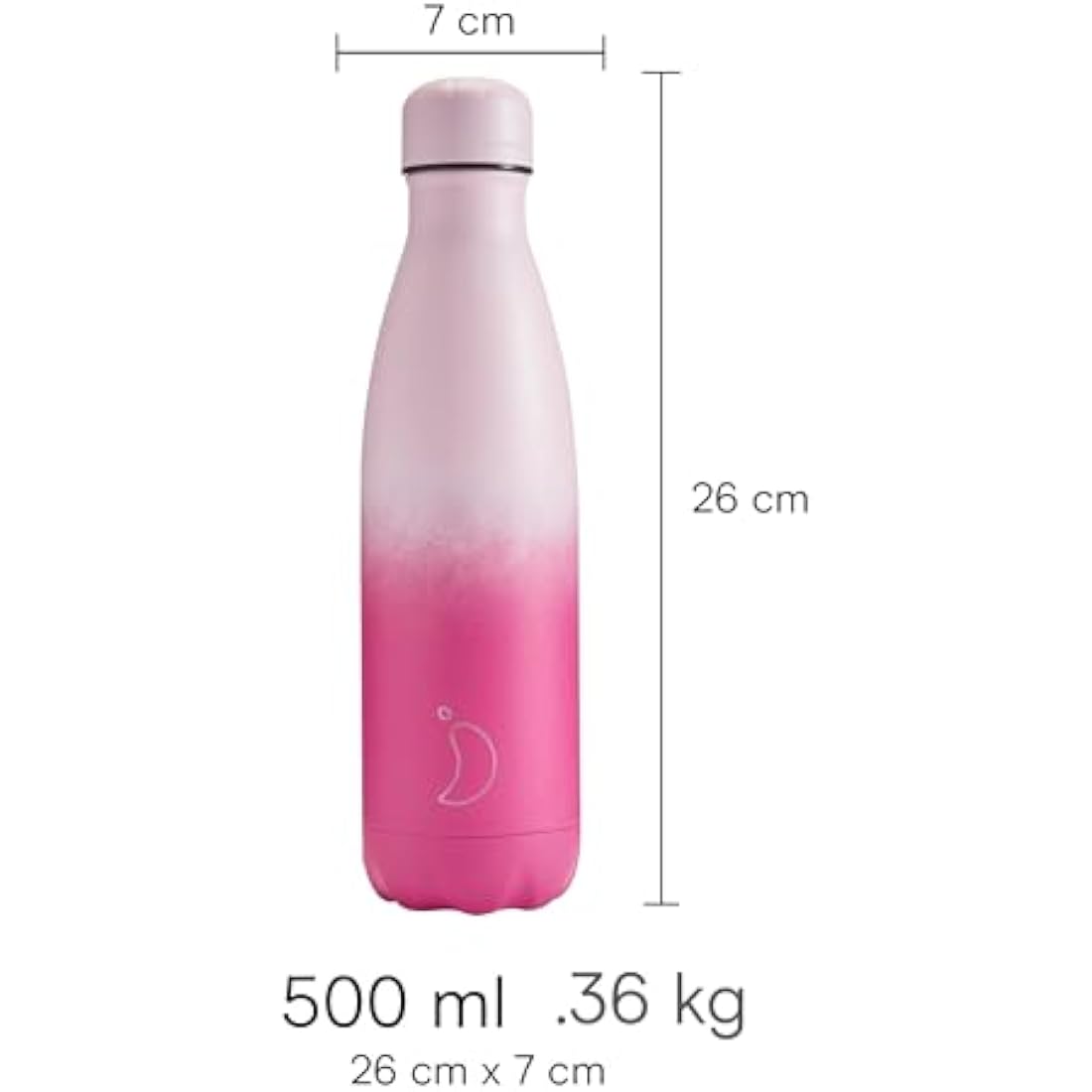 Chilly's Water Bottle - Stainless Steel and Reusable - Leak Proof, Sweat Free - Rose Blush, 500ml