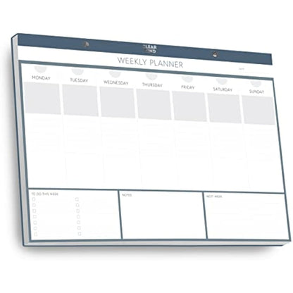 Premium Weekly Planner Desk Pad by Clear Mind Concepts® - A3 Size - Faux Leather Hard Cover - 52 Tear-Off Sheets for Enhanced Productivity