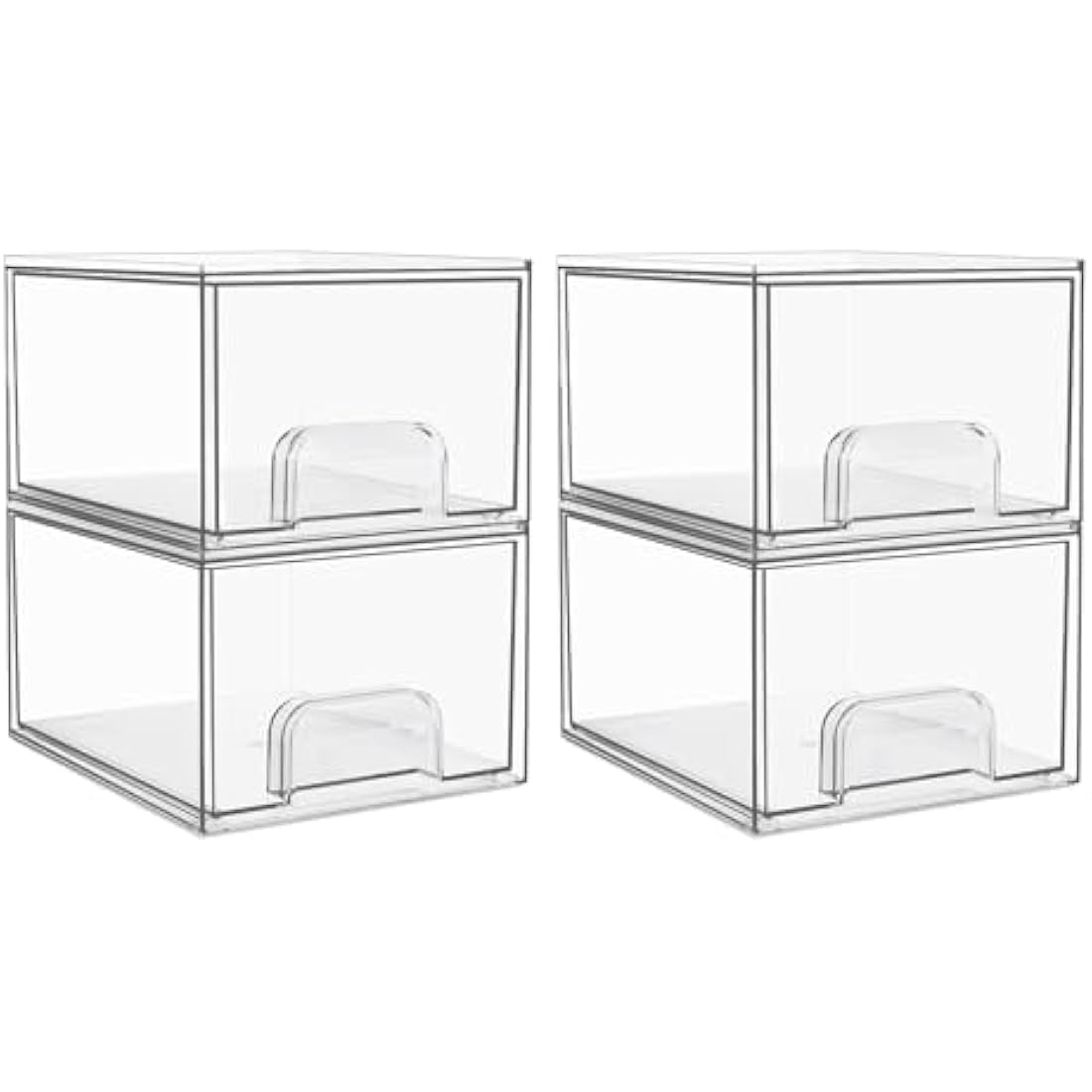 Vtopmart 4 Pack Clear Small Stackable Storage Drawers, Acrylic Bathroom Makeup Organiser, Plastic Storage Box For Vanity, Under Sink, Kitchen Cupboard, Pantry, Home Organization
