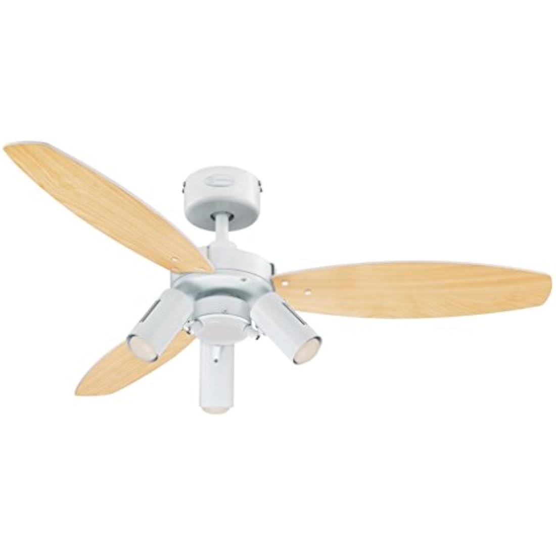 Westinghouse Lighting Jet Plus Indoor Ceiling Fan, Metal, 1 W, White Finish with Reversible White/Light Maple Blades