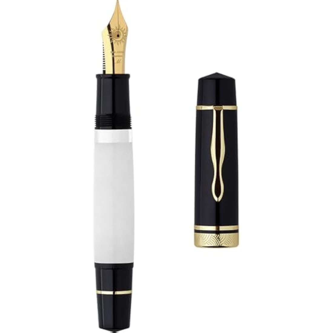erofa Majohn P139#8 Medium Nib Fountain Pen with Box, Brass Piston System Large Capacity Writing Pen