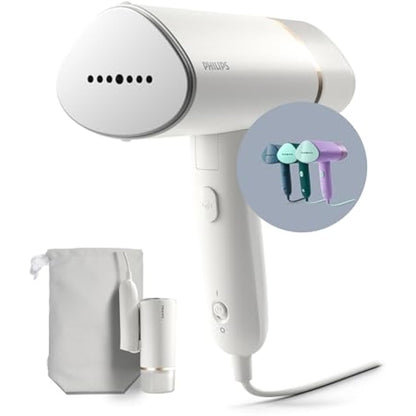 Philips 3000 Series Handheld Steamer, Compact and Foldable, 1000W Power, Up to 20g/min Steam, Ready in 30 Seconds, Safe for All Fabrics, No Ironing Board Needed (STH3020/16)