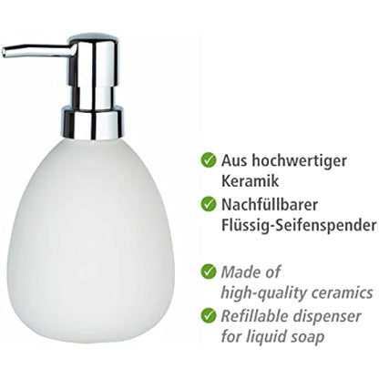 WENKO Polaris soap dispenser matt white ceramic liquid soap dispenser White