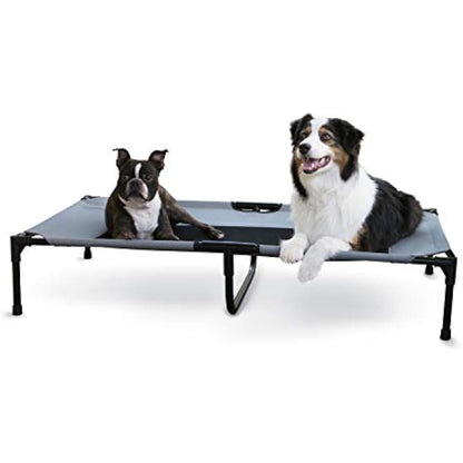 K&H Pet Products Cooling Elevated Dog Bed Outdoor Raised Cot with Washable Breathable Mesh, No-Slip Rubber Feet, Portable Cot Indoor Outdoor, X-Large Grey/Black Mesh