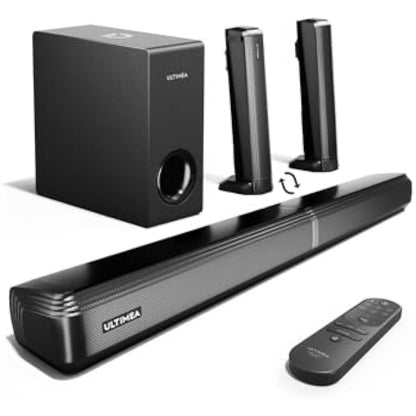 ULTIMEA 4.1ch Sound Bar for Smart TV with Subwoofer, App, Peak Power 200W, 2-in-1 Detachable Bluetooth 5.3 Soundbar, Bass Adjustable, 3 EQ Modes TV Sound Bar, ARC/Optical/Aux, Apollo S50 2025 Version