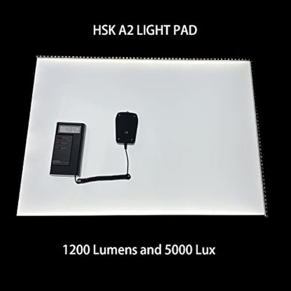 HSK A2 Artist tracing Light Box Copy Table,12V2A Adapter Power Dimmerable 5000 Lux Lock Button Artcraft Light Pad for Tatto Drawing, Sketching, Animation,Diamond Painting