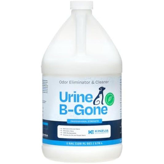 KINZUA ENVIRONMENTAL Urine B-Gone, Professional Enzyme Odor Eliminator & Pet Stain Remover, Human, Cat & Dog Urine Cleaner, Effective on Laundry, Carpets & More (3.79Liter (Pack of 1), Original)