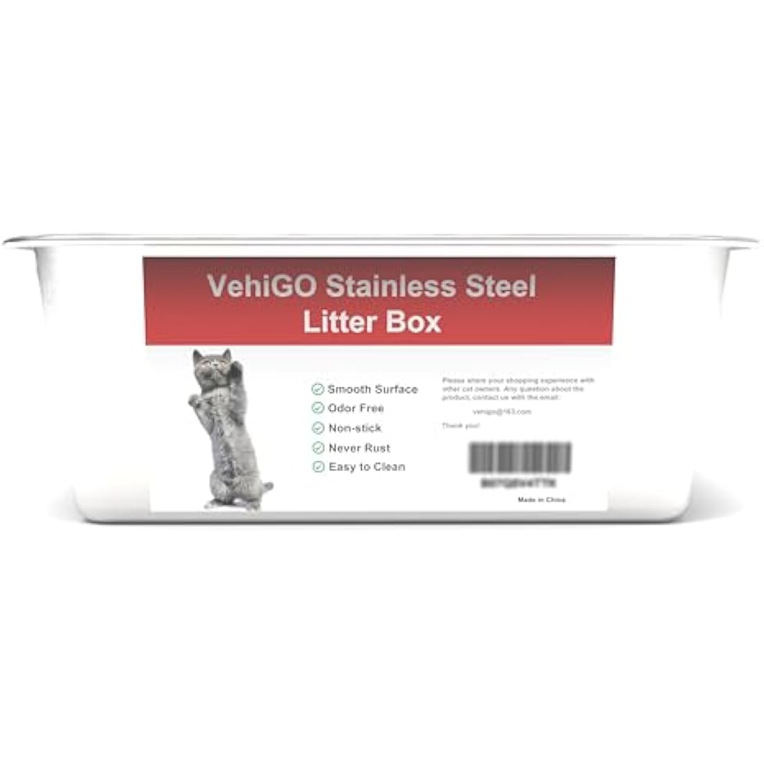 VehiGo EXtra Large Metal Cat Litter BoX, Stainless Steel Durable Litter Pan for Large or Multiple Cats, Kitty Litter BoX with Smooth Surface and Easy to Clean,XL