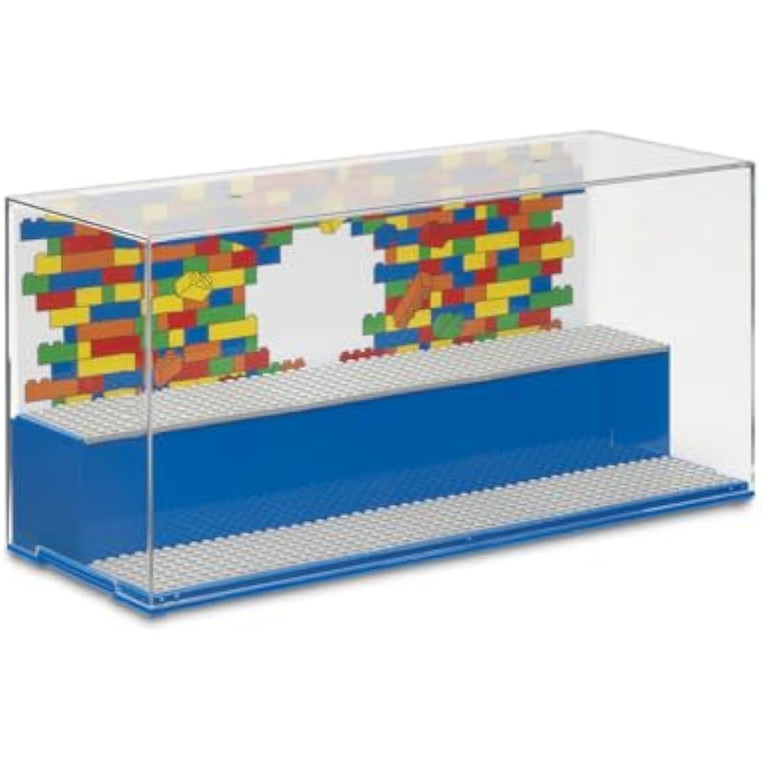 LEGO Play & Display Case with Grey Baseplates: Secure, Dust-Free Storage and Display Solution for LEGO Sets and Minifigures, Lego Box, Home Decor, Blue