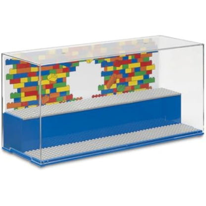 LEGO Play & Display Case with Grey Baseplates: Secure, Dust-Free Storage and Display Solution for LEGO Sets and Minifigures, Lego Box, Home Decor, Blue
