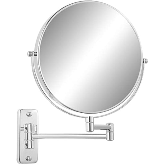 FFowcye 9" Wall Mounted Makeup Mirror, 1x/7x Magnifying Shaving Mirror, Double Sided Bathroom Shower Mirror with Extendable Arm, 360° Swivel for Precise Makeup & Vanity, Chrome Finish (No Light)