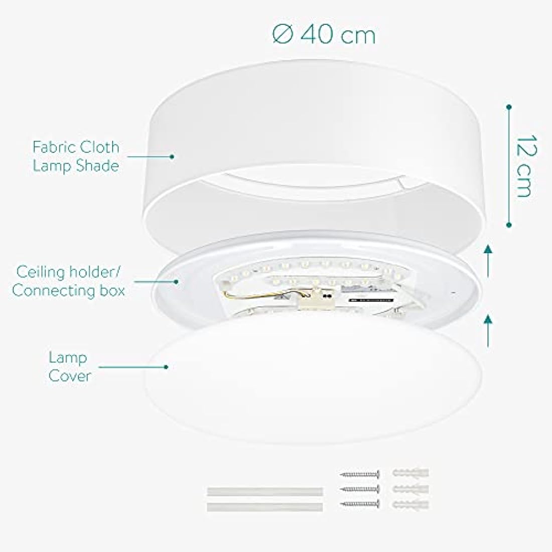 Navaris 22W LED Ceiling Light - 40cm Diameter Remote Controlled Round Flush Mount Ceiling Lamp with Dimmer, Temperature Change - White