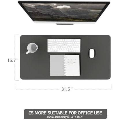 YSAGi Non-Slip Desk Pad, Waterproof PVC Leather Desk Table Protector, Ultra Thin Large Mouse Pad, Easy Clean Laptop Desk Writing Mat for Office Work/Home/Decor (80 x 40 cm, Dark Gray)