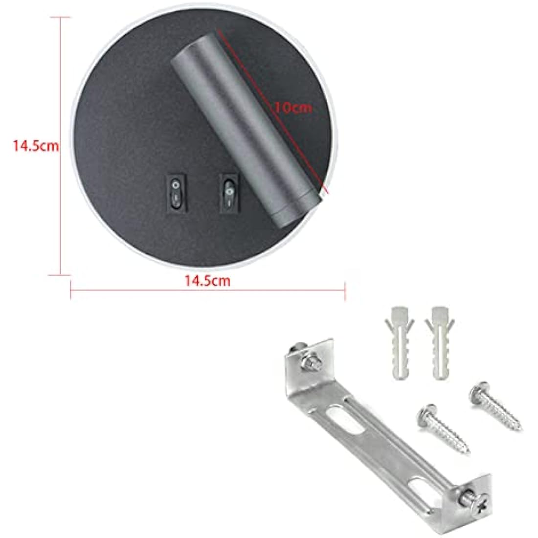 uksunvi LED Wall Mounted Lamp,Bedside Reading Wall Light,12W LED Wall Lamp, Adjustable Spotlight （3W +9W 3000K Warm Light） (Black Round)