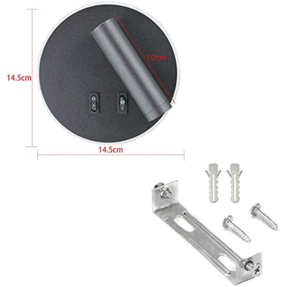 uksunvi LED Wall Mounted Lamp,Bedside Reading Wall Light,12W LED Wall Lamp, Adjustable Spotlight （3W +9W 3000K Warm Light） (Black Round)