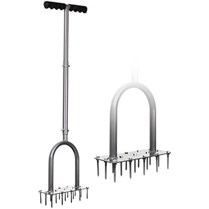 Walensee Lawn Aerator Spike Metal Manual Dethatching Soil Aerating Lawn with 15 Iron Spikes, Pre-Assembled Grass Aerator Tools for Yard, Lawn Aeration, Garden Tool, Revives Lawn Health, Patent Pending