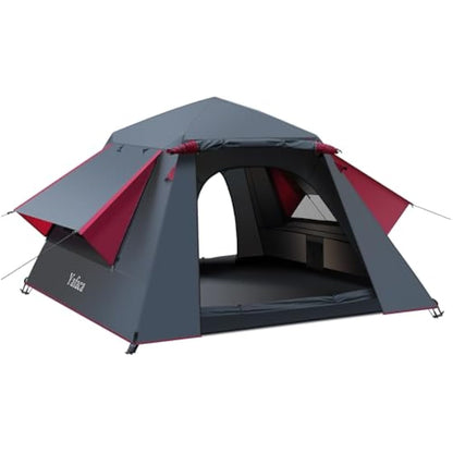 Yafaca Camping Tent, 3 Man Pop Up Tent Extra Large Waterproof Automatic Dome Tent with 2 Rainproof Windows, 2 Layers Family Festival Tent with Removable Outer Layer, Tent for Camping Picnic Garden