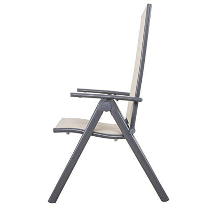 Chicreat Korfu Aluminium Folding Chair, Beige, 67 x 59 x 113cm