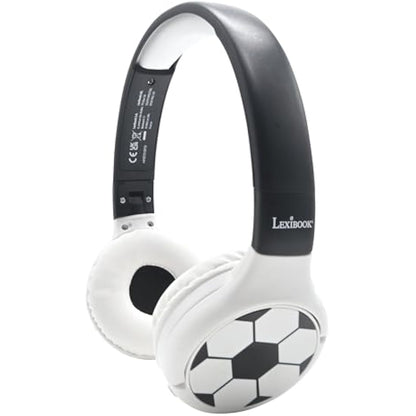 LEXIBOOK - Football - 2-in-1 Bluetooth & Wired Headphones with microphone and control button, Foldable and Adjustable, Long lasting rechargeable battery, HPBT010FO
