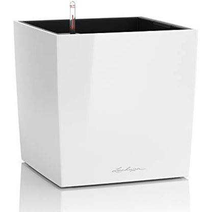 Lechuza Self Watering Plant Pot CUBE 50 Garden Flower Indoor and Outdoor Large Plastic Planter with Drainage Hole H50 L50 W50 cm White High-Gloss
