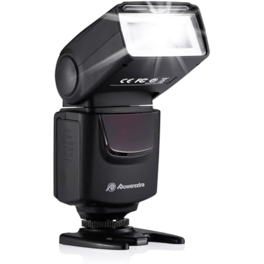 Powerextra DF-400 Flash Speedlite with M/S1/S2 Mode, Camera Flash for Canon Nikon Pentax Samsung Fujifilm Olympus Panasonic Sigma Minolta Leica Ricoh DSLR Digital Cameras with Single-Contact Hot Shoe