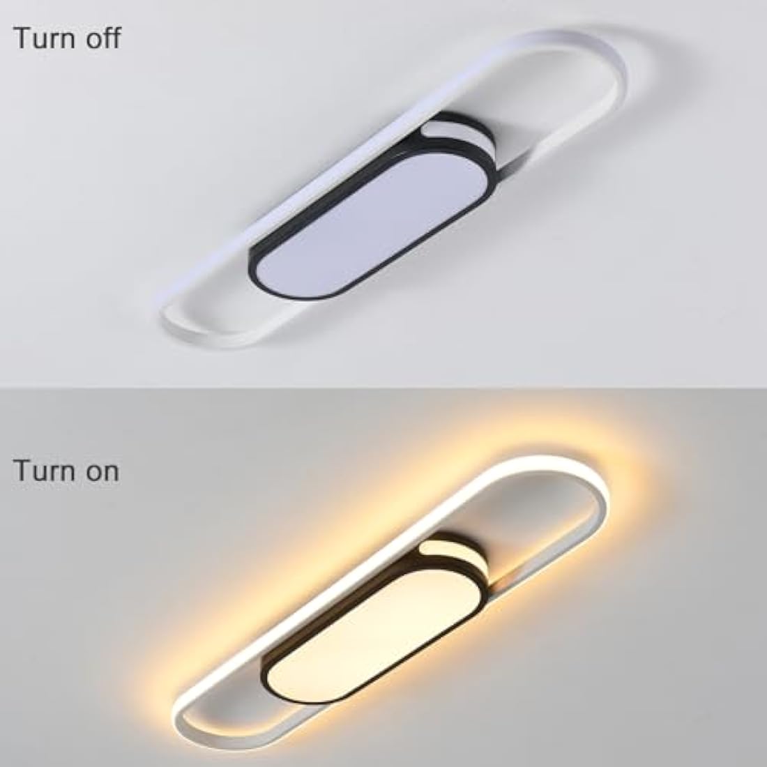 Oninio LED Ceiling Lights 80cm Modern Ceiling Lamp Dimmable Ceiling Light with Remote Control Linear Ceiling Lights for Living Room Kitchen Dining Room Bedroom (Black)