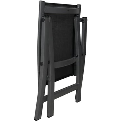 Grand patio Garden Folding Footstool, Ottoman Aluminium, Mesh Sling Farbic, Portable Stool for Garden, Outdoor (Black)