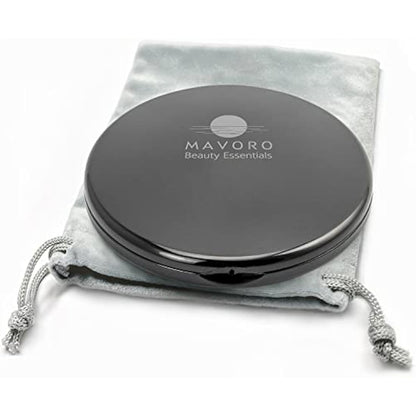 Magnifying Compact Mirror for Purses, 1x/10x Magnification – Double Sided Travel Makeup Mirror, 4 Inch Small Pocket or Purse Mirror. Distortion Free Folding Portable Compact Mirrors (Black)