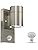 HiBay 1x Motion Sensor Outdoor Wall Lights Mains Powered PIR Garden Porch Wall Light Stainless Steel Security Lighting IP44 with 7W LED Cool White Bulb