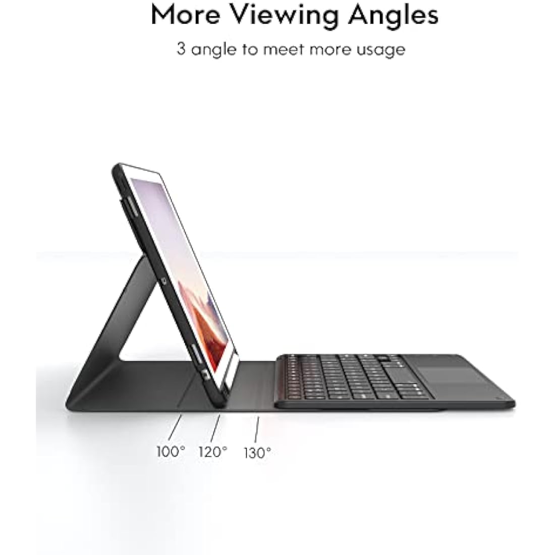 CHESONA iPad 9th Gen Keyboard, Smart Touchpad, 2 Bluetooth Channels, Type C Rechargeable, QWERTY, Black