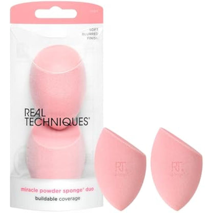 REAL TECHNIQUES New Foam Technology 2 Pack Miracle Powder Sponge for Even Powder Application,1994M