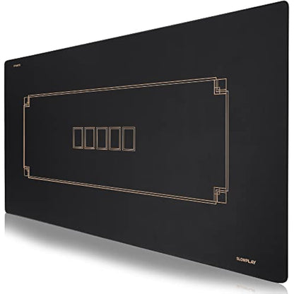 SLOWPLAY Godel 120x70cm Texas Hold'em Poker Mat | Poker Table Top with Durable Hemmed Edges, Extra Water Repellent, Noise Reduction, Super Portable for Games Everywhere (Black and Champagne Gold)