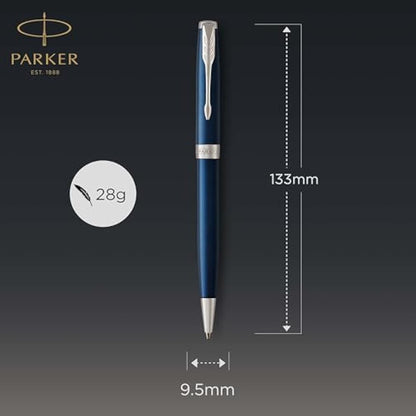 Parker Sonnet Ballpoint Pen | Blue Lacquer with Palladium Trim | Medium Point Black Ink | Gift Box