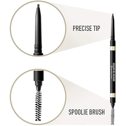 MAX FACTOR - Brow Shaper - Double Tipped Mechanical Pencil With Spoolie Brush - Utltra Fine Tip For Precise Application, Softening Effect, Matte Finish - 20 Brown - 1g