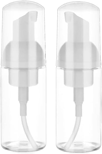 2 Packs Transparent Foam Pump Bottle Travel Small Size Mousse Foam Dispenser Mini Empty Clear Plastic Foaming Soap Dispenser Refillable Pump