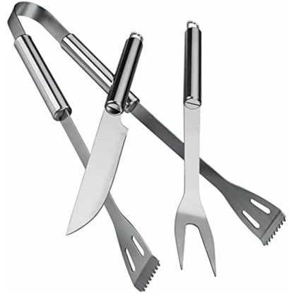 QMQ Utensil BBQ Barbecue Tool Set 5 Pieces Stainless Steel Grill Accessories with Carry Case – Complete Tool Kit with Tongs Spatula Meat Fork and Basting Brush