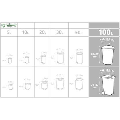 Relevo 100L Bin Bags – Made from 100% Recycled Material. Extra Large Bin Bags. Dimensions: 85 cm x 105 cm. Includes 60 Bin Liners 100L