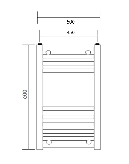 Greened House Milano Black Heated Towel Rail 500mm W x 600mm H