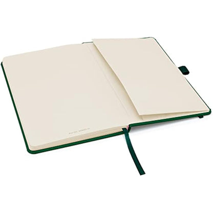 Notes London 10 x A5 Notebook Bulk Pack, A5 Notebook with Lined Pages, Pen Loop and Expandable Paper Pocket Hardback Journal Notepad Note Book Notes Diary Pad (Green)